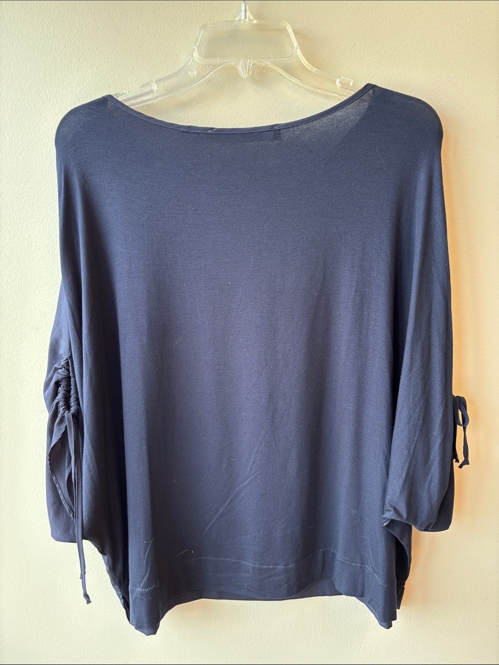 Lola & Sophie Navy Ruched Sleeve Women's Top - Picture 5 of 5